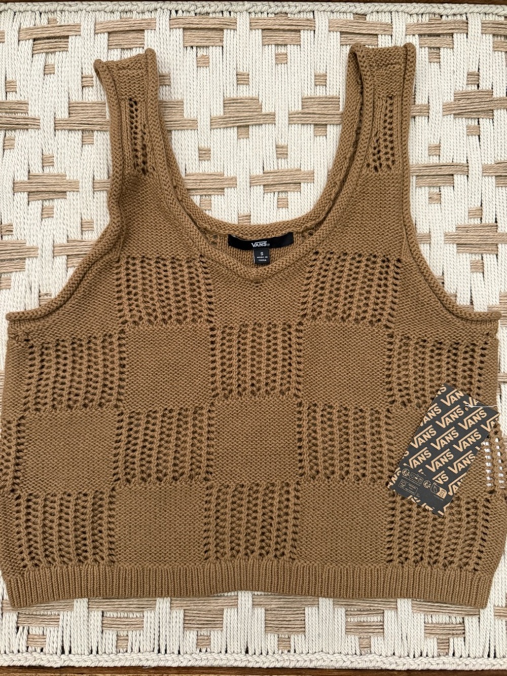 Vans Brown Knit Checkerboard Tank Top